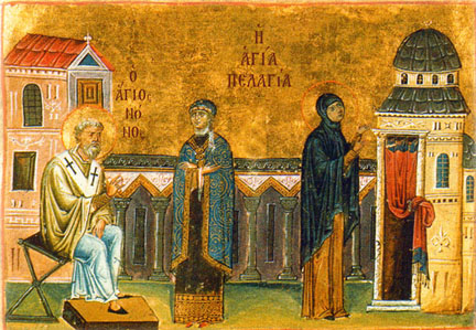 icon of St Pelegia and St Nonnos